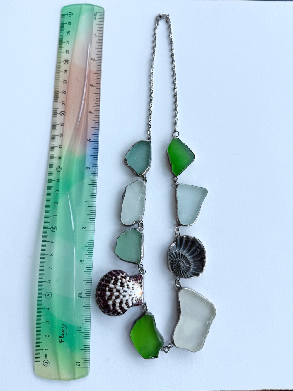 Sea Glass Sterling Silver Statement Necklace
